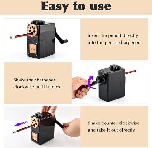 Manual Hand Crank Pencil Sharpener for Color Pencil, 8 Sizes Holesfor 6-12mm Colored Pencil Sharpener, Adjustable Point, Classroom, School, Home, Office(Black) in Kuwait