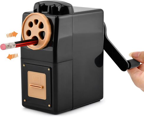 Manual Hand Crank Pencil Sharpener for Color Pencil, 8 Sizes Holesfor 6-12mm Colored Pencil Sharpener, Adjustable Point, Classroom, School, Home, Office(Black) in Kuwait
