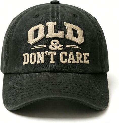 قبعة بيسبول مطرزة من Old & Don't Care، قبعة كلاسيكية مغسولة وممزقة منخفضة المظهر للرجال in Kuwait