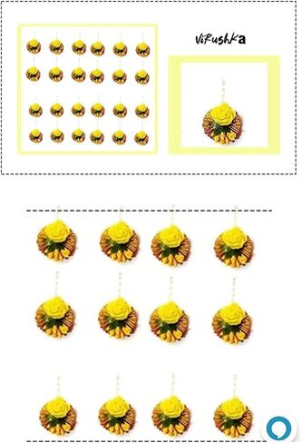 Ethnics Flower Yellow Fabric with Pearls Brass Maang Tikka for Women - Pack of 24 | MangTika Set for Wedding, Baby Shower, Haldi & Mehandi Function in Saudi Arabia