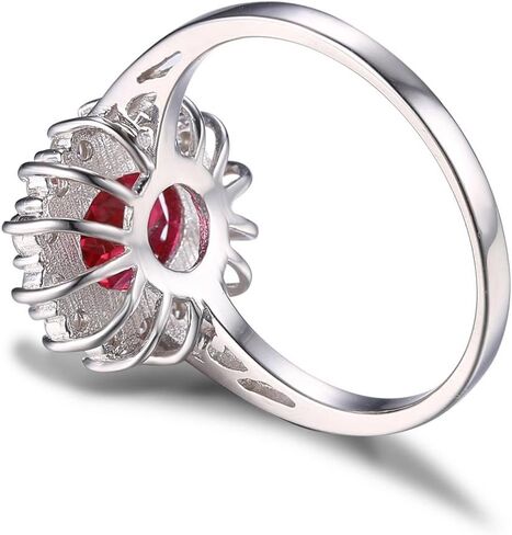JewelryPalace Princess Diana Kate Middleton Gemstone Birthstone Red Ruby Halo Jewelry Sets for Women, 14K White Gold Plated 925 Sterling Silver Necklaces for Her Size 5.5 in Saudi Arabia