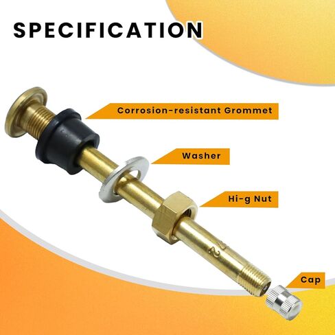 10 Pack TR572 Truck Valve Stems, Replacement Tubeless Valve Stems, 3-3/4 Clamp-in Brass Tire Metal Valves Stem for Rim Φ.625" Diameter Valve Rim Holes in Saudi Arabia