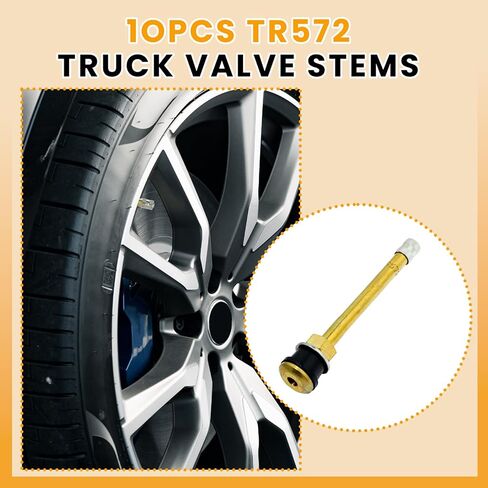 10 Pack TR572 Truck Valve Stems, Replacement Tubeless Valve Stems, 3-3/4 Clamp-in Brass Tire Metal Valves Stem for Rim Φ.625" Diameter Valve Rim Holes in Saudi Arabia