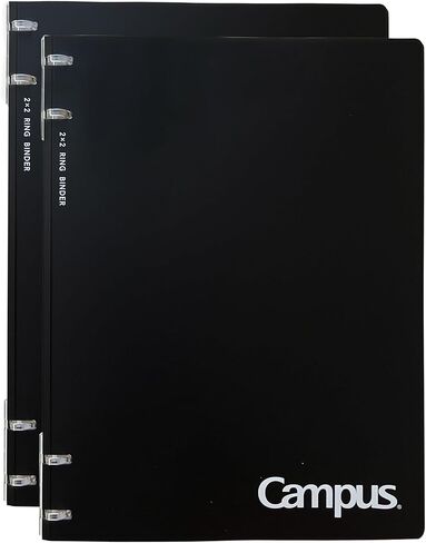 Kokuyo Campus Refillable Notebook, 2 Pack B5 2x2 Slim Ring Binder Notebook with Customizable Title Page, 40 Sheets Capacity. Suitable for 26 Holes Loose Leaf Paper, Black (AML-NP704DX2) in Saudi Arabia