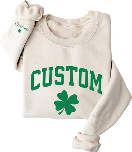 Personalized Name St Patrick's Day Sweatshirt, Custom Shamrock Last Name Sweater, Four Leaf Clover Hoodie, St Patrick's Day Sweatshirt in Kuwait