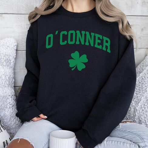 Personalized Name St Patrick's Day Sweatshirt, Custom Shamrock Last Name Sweater, Four Leaf Clover Hoodie, St Patrick's Day Sweatshirt in Kuwait