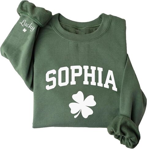 Personalized Name St Patrick's Day Sweatshirt, Custom Shamrock Last Name Sweater, Four Leaf Clover Hoodie, St Patrick's Day Sweatshirt in Kuwait