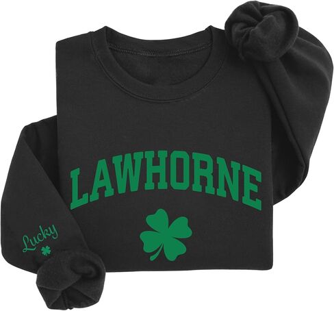 Personalized Name St Patrick's Day Sweatshirt, Custom Shamrock Last Name Sweater, Four Leaf Clover Hoodie, St Patrick's Day Sweatshirt in Kuwait