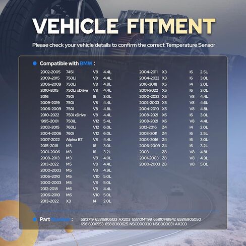 مستشعر درجة حرارة هواء المقصورة ENA متوافق مع BMW 328i 325i 330i 335i X5 X3 550i 528i 535i M3 X6 Z4 128i 135i 750i 2.8L 3.2L 4.4L 4.8L 4.9L 5.4L l4 V8 V12 2012 2013 2014 2015 2016 يستبدل AX203 in Kuwait