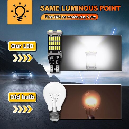 921 912 W16W أضواء عكسية لفورد 2009-2014 F-150 2011-2016 F250 F350 Super Duty Back Up Light 6000K أبيض بارد، لمبة OEM فائقة السطوع، إضاءة 360 درجة قطعتان in Kuwait