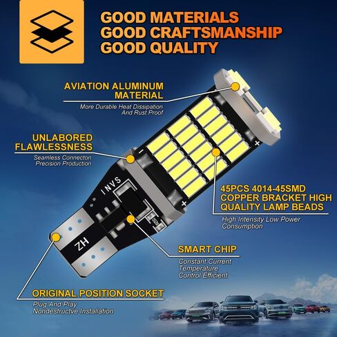 921 912 W16W أضواء عكسية لفورد 2009-2014 F-150 2011-2016 F250 F350 Super Duty Back Up Light 6000K أبيض بارد، لمبة OEM فائقة السطوع، إضاءة 360 درجة قطعتان in Kuwait