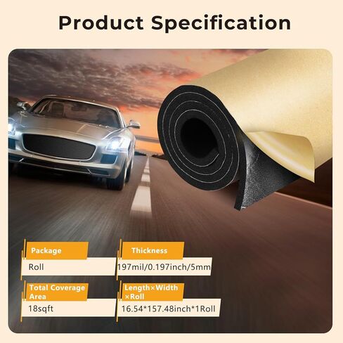 197 مل (5 مم) مادة عازلة للصوت 18 قدم مربع للسيارات المغلقة، إسفنج خلوي تلقائي للصوت، حصيرة عزل الصوت، وسادة عزل درع الحرارة للسيارات لتخميد غطاء صندوق السيارة لباب المرآب in Kuwait