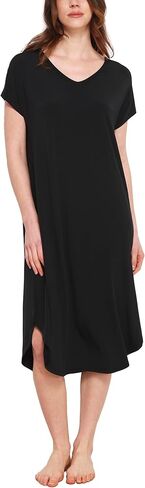 GYS Premium Bamboo Viscose Women's Nightgowns Short Sleeve V Neck Summer Pajama Dress in Saudi Arabia