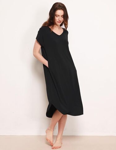 GYS Premium Bamboo Viscose Women's Nightgowns Short Sleeve V Neck Summer Pajama Dress in Saudi Arabia
