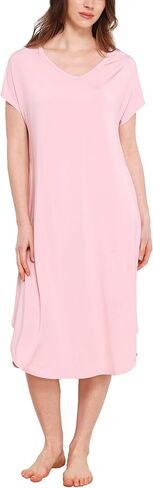 GYS Premium Bamboo Viscose Women's Nightgowns Short Sleeve V Neck Summer Pajama Dress in Saudi Arabia