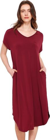 GYS Premium Bamboo Viscose Women's Nightgowns Short Sleeve V Neck Summer Pajama Dress in Saudi Arabia