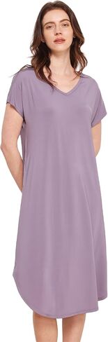 GYS Premium Bamboo Viscose Women's Nightgowns Short Sleeve V Neck Summer Pajama Dress in Saudi Arabia