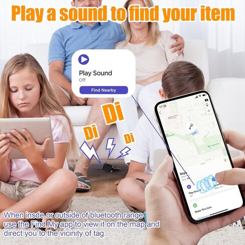 علامات التتبع - 4 حزم، جهاز تعقب بلوتوث يعمل مع Find My (iOS فقط)، جهاز البحث عن المفاتيح لعلامة Trakcer الذكية ومحدد موقع العناصر مع حبل قصير، وعلامة تعقب للمفاتيح، وبطارية قابلة للاستبدال للأمتعة in Kuwait