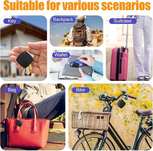 علامات التتبع - 4 حزم، جهاز تعقب بلوتوث يعمل مع Find My (iOS فقط)، جهاز البحث عن المفاتيح لعلامة Trakcer الذكية ومحدد موقع العناصر مع حبل قصير، وعلامة تعقب للمفاتيح، وبطارية قابلة للاستبدال للأمتعة in Kuwait