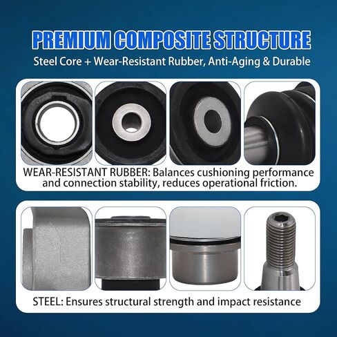 طقم جلبة ذراع التحكم الأمامي 14 قطعة لسيارة جيب جراند شيروكي دودج دورانجو 2011-2015، يستبدل K201333 K201335 K201261 ​​05168158AA 05168158AB 68022600AD 68022624AE in Kuwait