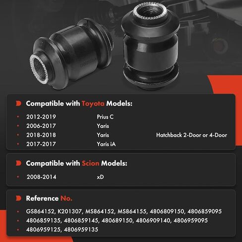A-Premium 2 x Front Forward Lower Control Arm Bushing Kit, Compatible with Toyota Yaris 2006-2018, Prius C 2012-2019, Yaris iA 2017 & Scion xD 2008-2014 in Kuwait