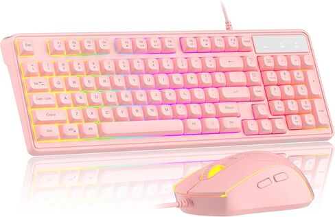 Camiysn Mechanical Keyboard and Mouse Combo for Office, Low Profile Full Size Wired Keyboard and Mouse Combo with Ice Blue Backlit, Linear Red Switches for Windows/Mac, Desktop, Laptop, PC in Saudi Arabia