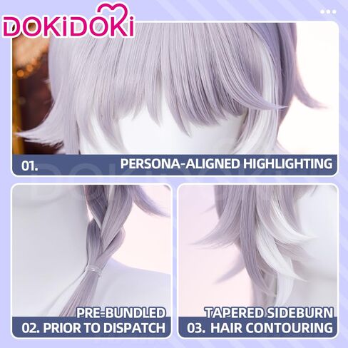 KIRA KIRA Cipher Wig Game Honkai: Star Rail Cipher Wig 60cm Long Straight Blue Gray Highlights Hair for Halloween Cosplay Party in Saudi Arabia