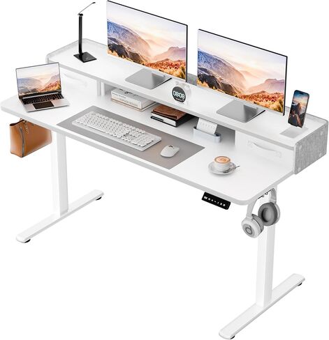 Homall Electric Standing Desk with 2 Drawers, Adjustable Height Computer Desk with Monitor Shelf Sit Stand Table with Splice Board Quick Install for Home Office (Rustic Brown, 48 Inch) in Kuwait