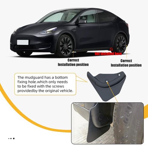 واقي الطين من الطين لطراز Tesla Y 2025 2026، لا يتطلب الحفر، واقي الإطارات في جميع الأحوال الجوية، واقي الطين من TPE للطراز Y (مجموعة من 4) in Kuwait
