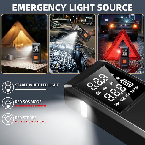 GOLDFOREST 4000A Jump Starter مع ضاغط هواء، بطارية السيارة المحمولة (10 لتر غاز/8 لتر ديزل)، صندوق القفز 150 رطل لكل بوصة مربعة مع منفاخ إطارات للإغلاق التلقائي، ضوء LED، بنك الطاقة - مجموعة طوارئ السيارة in Kuwait