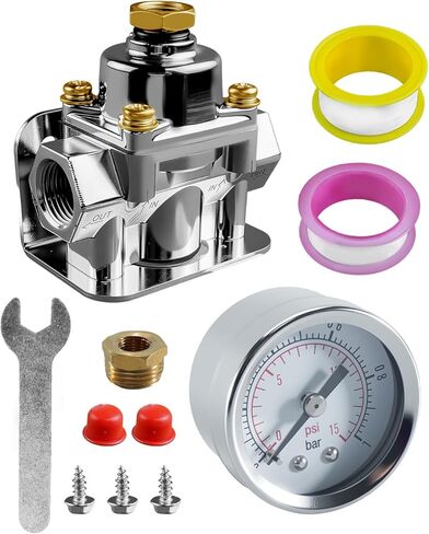 Adjustable Fuel Pressure Regulator with Gauge Fit for Holley and Edelbrock Carburetors Replace 12-803, 3/8in NPT 4-1/2-9 Psi in Saudi Arabia