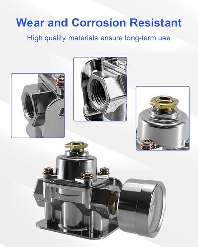Adjustable Fuel Pressure Regulator with Gauge Fit for Holley and Edelbrock Carburetors Replace 12-803, 3/8in NPT 4-1/2-9 Psi in Saudi Arabia
