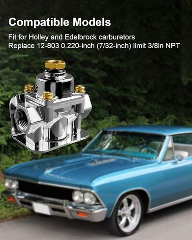 Adjustable Fuel Pressure Regulator with Gauge Fit for Holley and Edelbrock Carburetors Replace 12-803, 3/8in NPT 4-1/2-9 Psi in Saudi Arabia