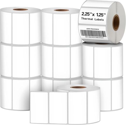 2.25" x 1.25" Direct Thermal Labels-Perforated Barcodes, Shipping, Address Label Paper, Durable Self-Adhesive Thermal Printer Stickers, Compatible with Zebra & Rollo Printers (1 Roll，1000 Labels/Roll) in Saudi Arabia