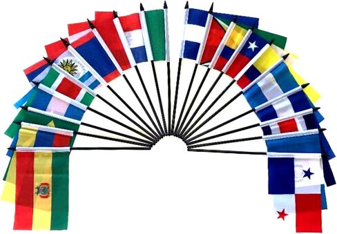 مجموعة علم أمريكا الوسطى والجنوبية 20 علم بوليستر مقاس 4x6 بوصة علم واحد لكل دولة في أمريكا الوسطى والجنوبية in Kuwait