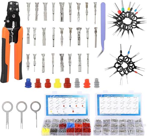 26Type Pin Connectors Kit with Crimping Pliers,827pcs Automotive Car Electrical Wire Pins 1/1.5/1.8/2.2/2.8/3.5mm Non Insulated Wire Terminal Pin Kit. in Saudi Arabia