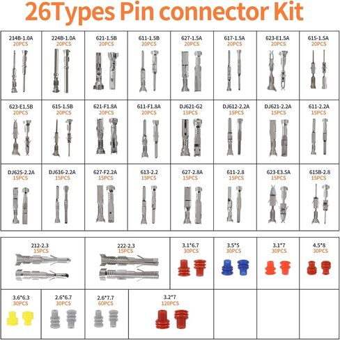 26Type Pin Connectors Kit with Crimping Pliers,827pcs Automotive Car Electrical Wire Pins 1/1.5/1.8/2.2/2.8/3.5mm Non Insulated Wire Terminal Pin Kit. in Saudi Arabia