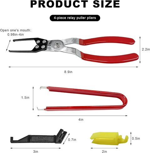 4PCS Automotive Relay Fuse Puller Tool, Non-Slip Relay Puller Pliers with 3 Fuse Removal Tools, Battery Terminal Wiper Remover Vehicle Electrical Disconnect Pliers, Car Accessories in Saudi Arabia