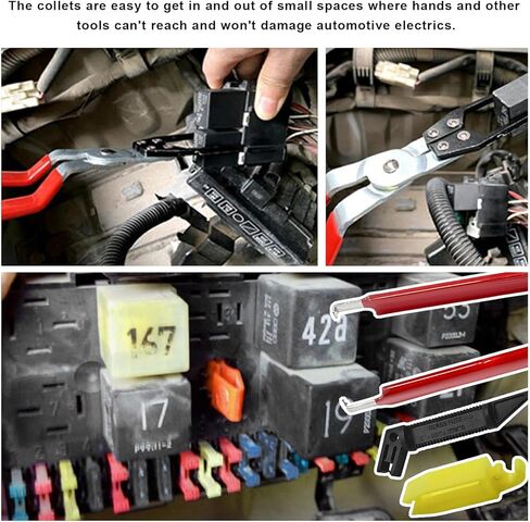 4PCS Automotive Relay Fuse Puller Tool, Non-Slip Relay Puller Pliers with 3 Fuse Removal Tools, Battery Terminal Wiper Remover Vehicle Electrical Disconnect Pliers, Car Accessories in Saudi Arabia