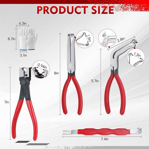 طقم كماشة قطع الكهرباء 5 قطع، أداة إزالة وصلة طرفية للسيارات كماشة مشبك خرطوم مع قفازات لخط الوقود وأجهزة الاستشعار والأسلاك والملفات in Kuwait