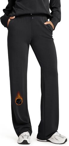 ODODOS Women's Modal Soft Fleece Lined Wide Leg Pants with Pockets Adjustable Shockcord High Waist Lounge Pants-27/29/31" in Saudi Arabia