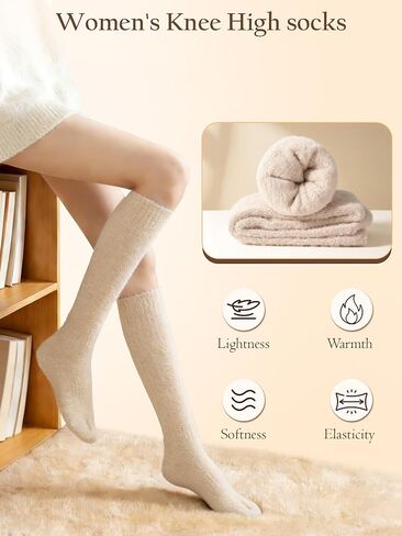10 Pairs Non Slip Fuzzy Long Socks for Women With Grips Winter Warm Cozy Fluffy Hospital Slipper Socks in Saudi Arabia
