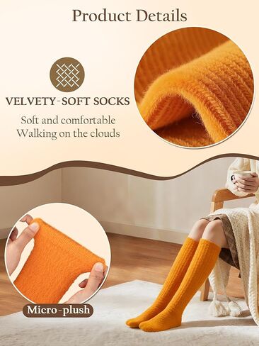 10 Pairs Non Slip Fuzzy Long Socks for Women With Grips Winter Warm Cozy Fluffy Hospital Slipper Socks in Saudi Arabia