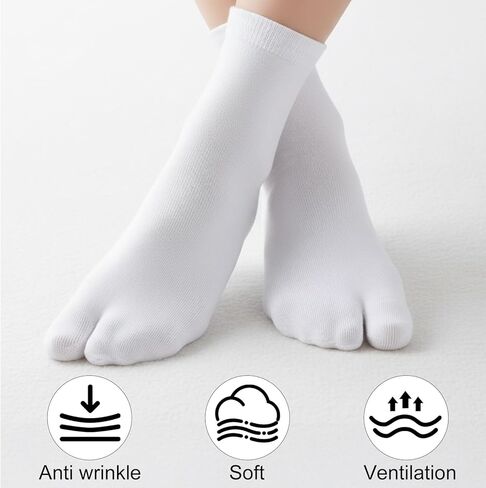4Pairs Japan Tabi Socks for Flip Flop, Japanese Elastic Split Toe Socks Cotton Non Slip Toes Separated Sock for Geta Samurai Japanese Split Toe Sandals Ninja Slipper Men Women in Saudi Arabia