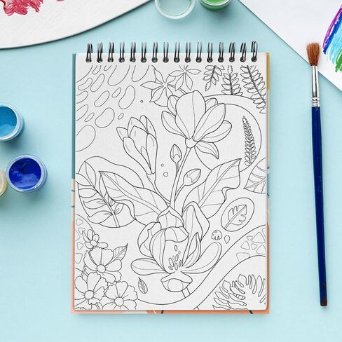 كتاب تلوين فني بسيط للزهور، غلاف فني حلزوني، أنماط الأزهار، خطوط مجردة، رسوم توضيحية جمالية بسيطة وبسيطة، صفحات طباعة كبيرة مريحة للبالغين، تخفيف التوتر in Kuwait