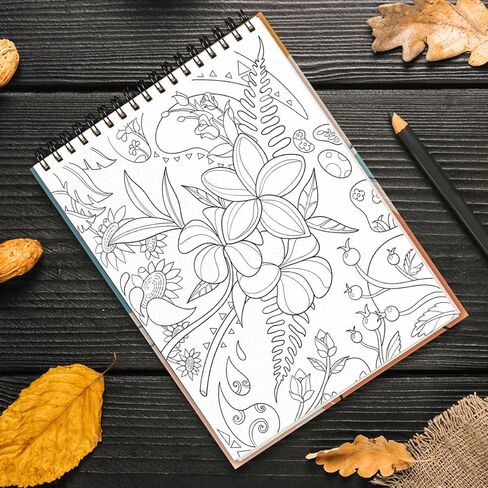 كتاب تلوين فني بسيط للزهور، غلاف فني حلزوني، أنماط الأزهار، خطوط مجردة، رسوم توضيحية جمالية بسيطة وبسيطة، صفحات طباعة كبيرة مريحة للبالغين، تخفيف التوتر in Kuwait