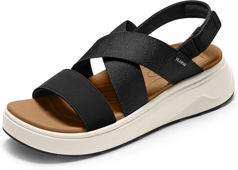 Vilanva Womens Platform Walking Sandals Comfortable Casual Criss Cross Fashion Casual Wedge Summer Sandals in Kuwait