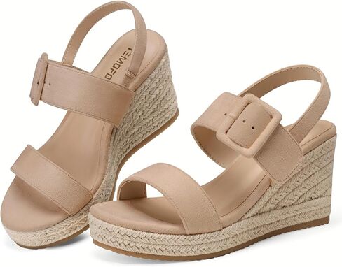 TEMOFON Women's Wedge Platform Sandals: Espadrilles Comfortable Dressy Open Toe Elastic Ankle Strap Summer Wedges Heels Shoes in Saudi Arabia