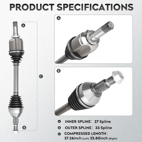 NEW Front CV Axle Shaft Assembly fits for Chevrolet Traverse 2009-2017 & GMC Acadia 2007-2017 & Buick Enclave & Saturn Outlook, 2007-2017, Driver and Passenger side, 2-Pack in Saudi Arabia