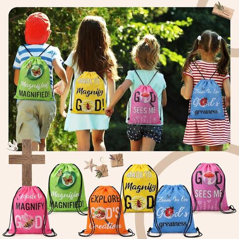 30 Pcs Vbs Magnified Drawstring Bags for Vacation Bible School Prizes Easter Christian Goodie Bags Drawstring Cinch Backpack Bag for Graduation Chapel Camp Party Religious Gifts Sunday School Prizes in Saudi Arabia
